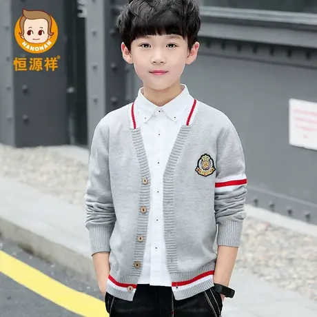 恒源祥2025新款针织开衫童装纯棉毛衣男童儿童外套春秋中大童学生图片