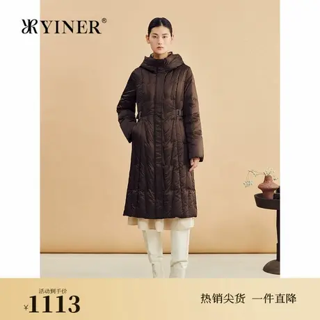 【美拉德】YINER音儿专选秋季高克重蓬松长款连帽羽绒服商品大图