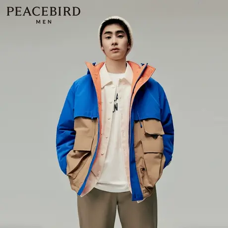 太平鸟男装 潮流美式拼色连帽运动外套工装青年夹克B2BCD4318图片
