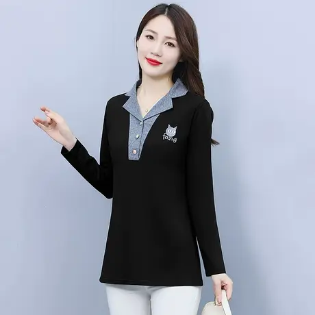 中长款打底衫女2023秋冬装加绒加厚内搭西装领独特设计感外穿小衫商品大图