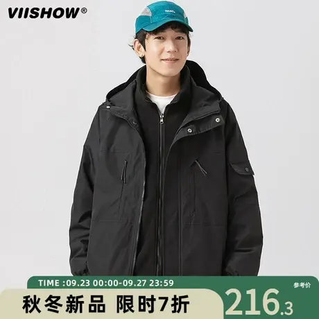 VIISHOW登山服男三合一爬山户外棉服保暖潮牌外套冲锋衣美式夹克商品大图