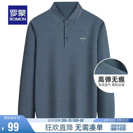 【直降】罗蒙男士长袖翻领POLO衫秋季高弹无痕免烫休闲简约T恤男图片