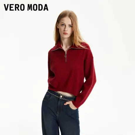 Vero Moda针织衫2025秋冬新款拉链纯色短款上衣时尚百搭325413025商品大图