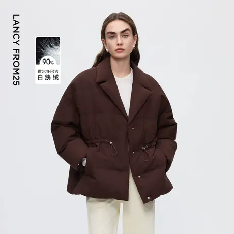 朗姿霍尔多巴吉鹅绒羽绒服西装领简约通勤羽绒外套2025年冬季新款商品大图