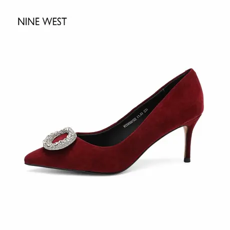 Nine West/玖熙2025尖头方扣配秀禾敬酒单鞋羊皮不累脚伴娘红婚鞋商品大图