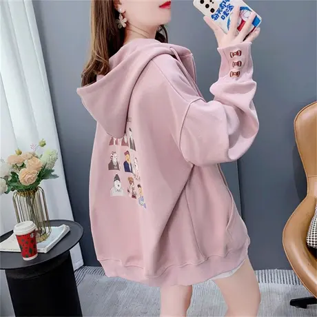 连帽开衫拉链卫衣女士春秋2023新款宽松时尚休闲爆款减龄外套上衣商品大图