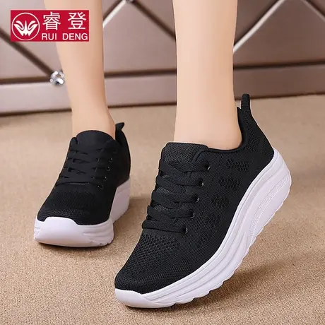 鞋子女鞋网面透气运动鞋休闲妈妈鞋软底旅游鞋2024春季厚底摇摇鞋商品大图