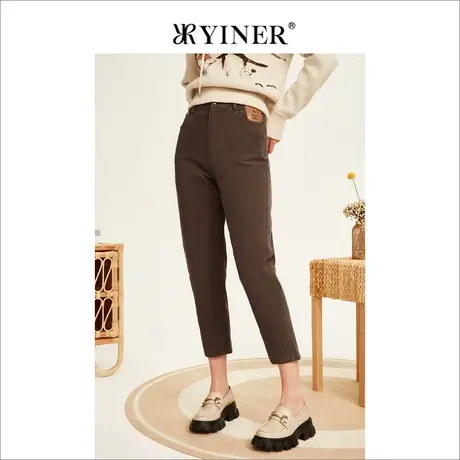 YINER音儿女装冬季气质高级感美拉德长裤复古直筒牛仔裤商品大图