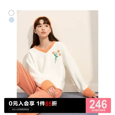 乐町温柔毛衣女休闲初秋上衣女 新款绒感慵懒针织衫商品大图