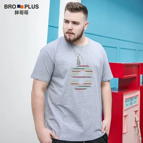 胖哥哥数字8大码短袖男纯棉宽松加肥加大男士T恤潮透气半袖运动衫图片