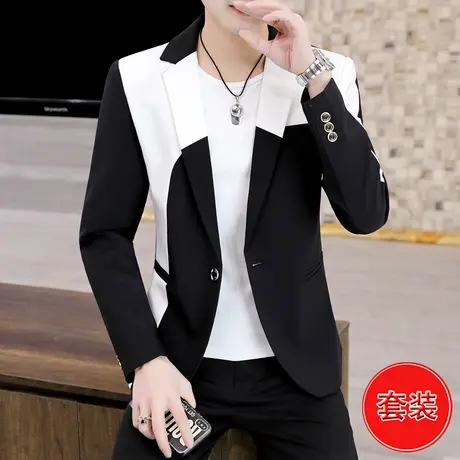 秋季长袖西装一套装男士潮流休闲外套网红个性帅气韩版时尚小西服商品大图