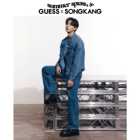 【 明星同款】GUESS夏男复古时尚直筒阔腿牛仔裤-MN1D6023商品大图