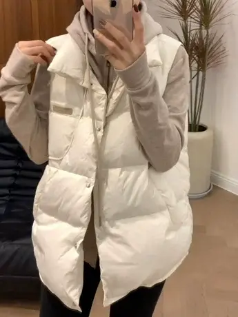 韩版宽松无袖叠穿马甲上衣女2023秋冬新款洋气时髦外穿羽绒服马夹商品大图