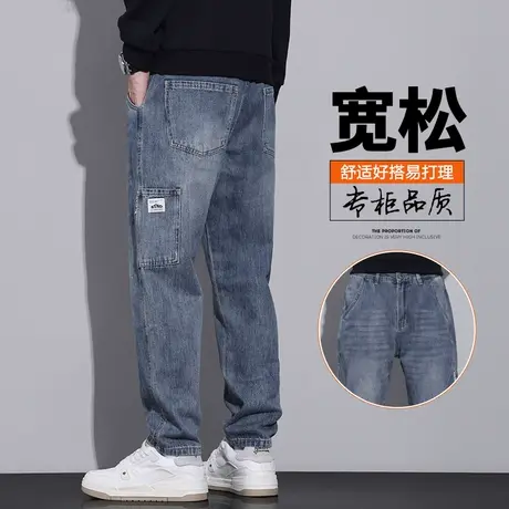 男士日系港风秋季潮流百搭休闲牛仔裤工装春秋款高级感直筒男裤子图片