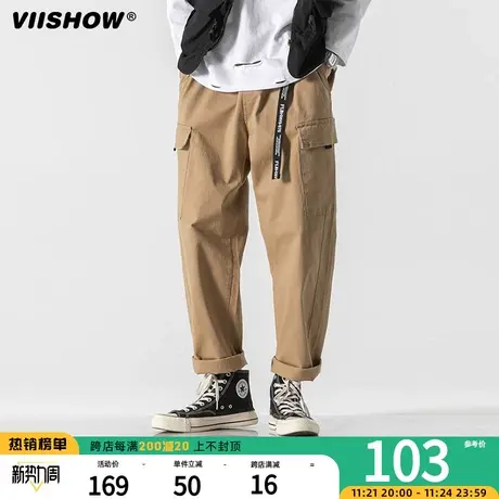 VIISHOW休闲裤男春季韩版ins潮流时尚宽松休闲百搭长裤直筒工装裤商品大图