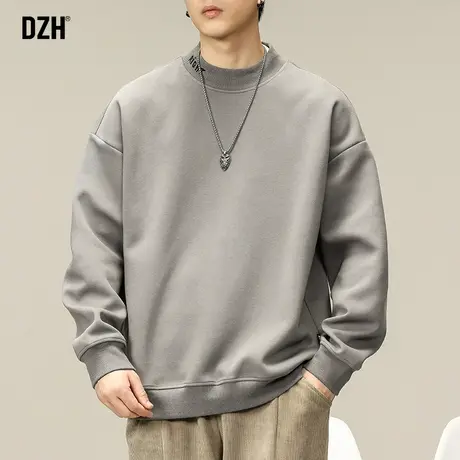 男士灰色宽松卫衣男秋季重磅圆领韩系上衣情侣装男装新款潮牌外套商品大图