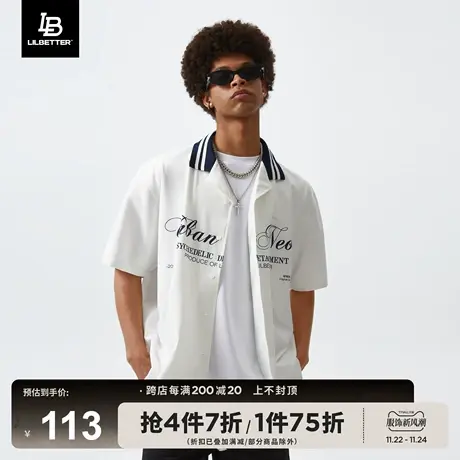 Lilbetter短袖衬衫男美式街头T恤潮流衬衣外套夏季上衣宽松寸衫LB商品大图