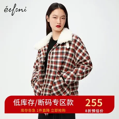 伊芙丽羽绒服女冬新品长袖保暖复古格纹小个子女士外套1BA280431商品大图