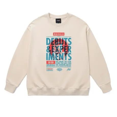 欧美hiphop潮流情侣卫衣撞色设计感圆领无帽长袖t恤潮牌纯棉上衣商品大图