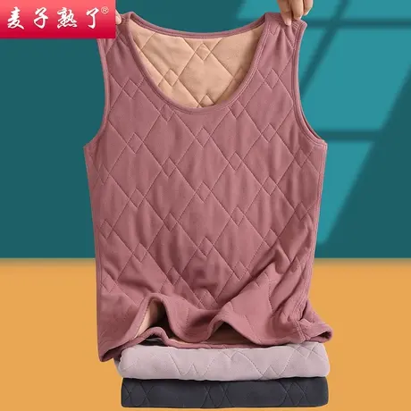 妈妈装冬季新款加绒加厚保暖内衣中老年人女装贴身背心马夹内搭衫图片
