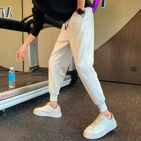 春秋季潮牌纯色束腿裤卫裤ins束脚裤痞帅男裤裤子潮流休闲运动裤商品大图