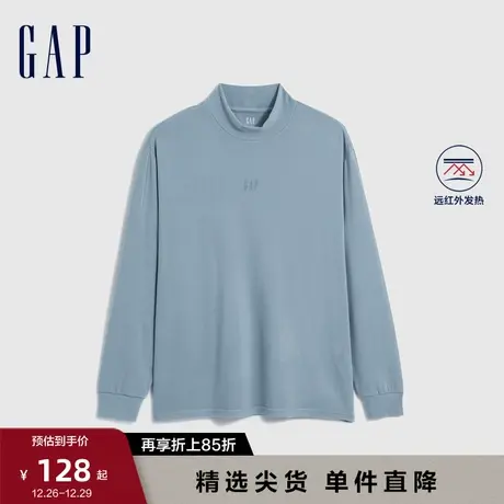 Gap男装春秋LOGO半高领远红外保暖发热长袖T恤休闲舒适上衣810620商品大图