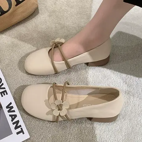 平底单鞋女春晚晚温柔鞋2024新款奶奶鞋配裙子一脚蹬玛丽珍豆豆鞋商品大图