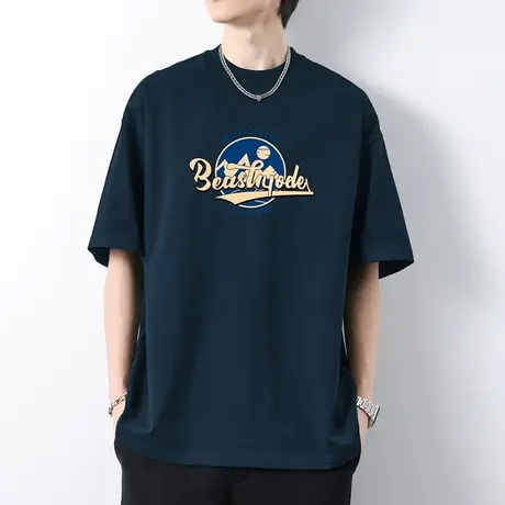 260g美式重磅纯棉t恤男短袖夏季圆领上衣服潮牌印花半袖全棉体恤商品大图