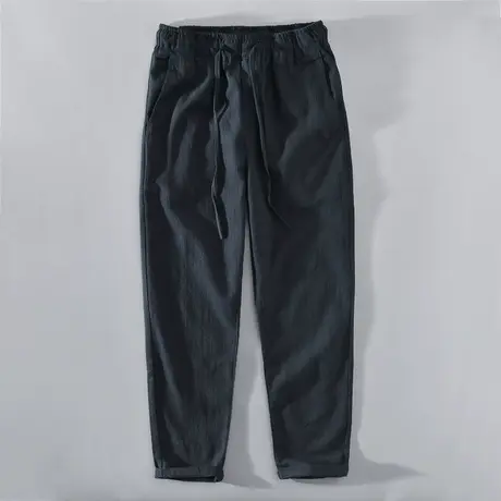 棉麻休闲裤男春秋季新款黑色裤子宽松直筒裤男士长裤百搭复古潮流商品大图