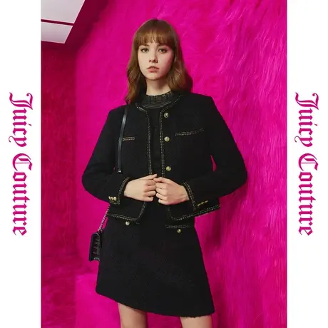 Juicy Couture橘滋初秋冬新款夜与月光金扣粗花呢女式外套商品大图