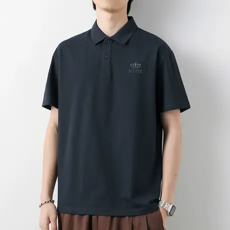 短袖t恤男珠地冰丝凉感翻领polo衫夏季潮牌皇冠印花有领半袖体恤图片