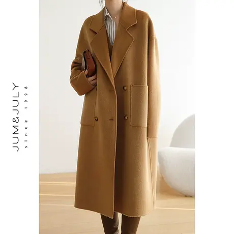 【反季清仓仅399】中长款毛呢外套女双面呢子大衣宽松赫本风图片