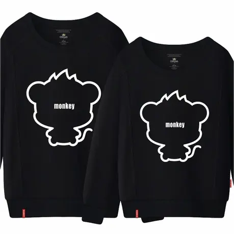 Ohlyah品牌情侣卫衣春秋新款黑色显瘦长袖卫衣男女大码纯棉圆领潮商品大图