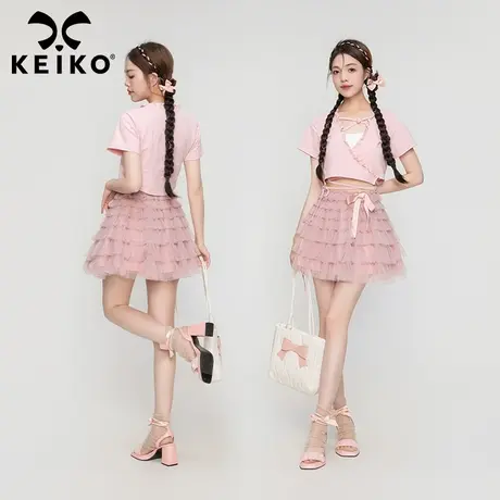 纯欲风绑带短款t恤女短袖2023夏季新款甜辣妹扎花露脐粉色v领上衣图片