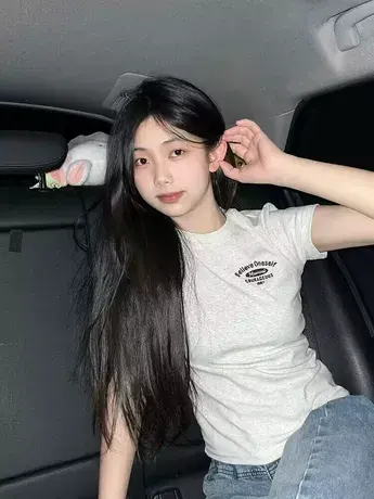 不露腰T恤女正肩夏美式复古辣妹花灰修身显瘦紧身短款遮肚子上衣商品大图