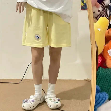 红续学院风宽松直筒短裤女2023夏季韩版高腰显瘦运动休闲五分热裤商品大图