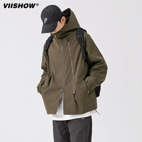 VIISHOW冲锋夹克外套男春季新款潮牌美式拉链机能工装上衣情侣夹商品大图