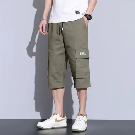 夏季七分裤男纯棉工装短裤男生宽松直筒中裤青少年薄款过膝休闲裤商品大图