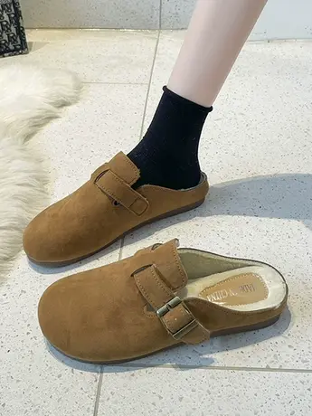 勃肯鞋女包头半拖鞋女外穿2023年新款春秋孕妇平底一脚蹬懒人鞋子商品大图