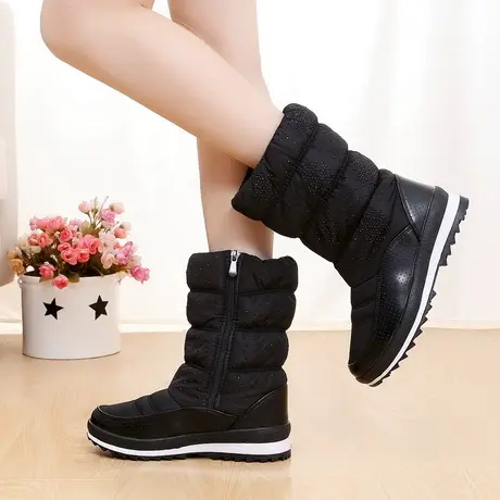 东北雪地靴女款中筒冬季新款加绒加厚保暖棉鞋高帮防水防滑长靴子图片