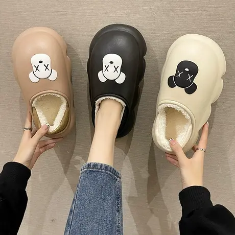 厚底防滑包头棉拖鞋女外穿秋冬新款包跟防水室内居家保暖加绒棉鞋商品大图