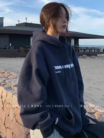 胖mm大码美式连帽卫衣女春秋款宽松设计感小众慵懒风外套2-300斤商品大图