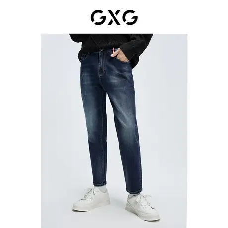 【新款】GXG男装 秋季男休闲水洗直筒牛仔长裤男GHC105002H商品大图