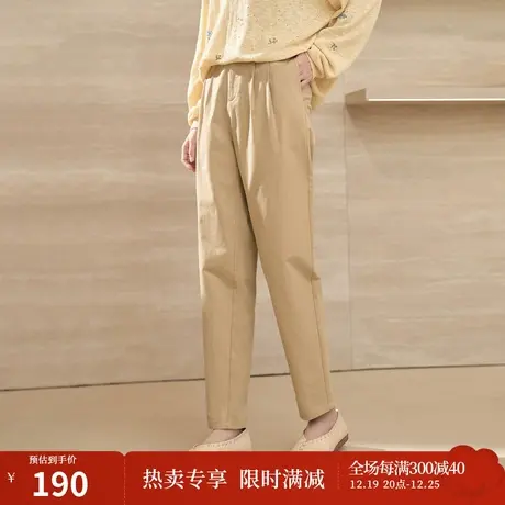 【商场同款】茵曼2023春女装新款时尚纯棉松紧腰高腰九分哈伦裤图片