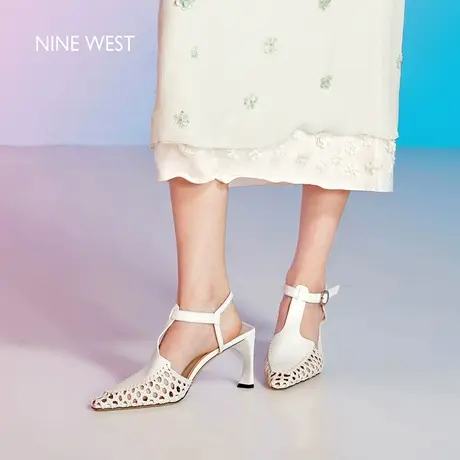 【商场同款】Nine West/玖熙高跟凉鞋女2025夏新款手工编织罗马鞋图片