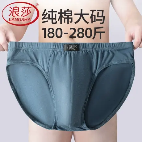 浪莎男士内裤男纯棉三角裤100%全棉加肥加大码肥佬短裤头男人裤衩商品大图