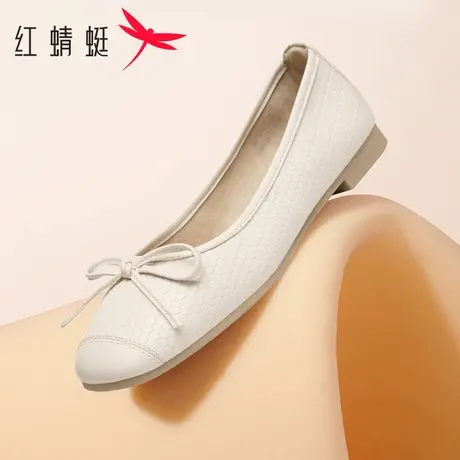 红蜻蜓2025年夏季新款女单鞋上班族舒适女鞋蝴蝶结系带时尚小皮鞋商品大图