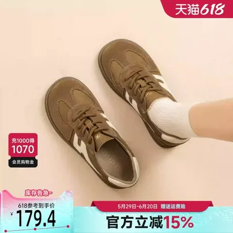 戈美其真皮复古德训鞋女2025年新款春季厚底增高爆款休闲板鞋女款商品大图
