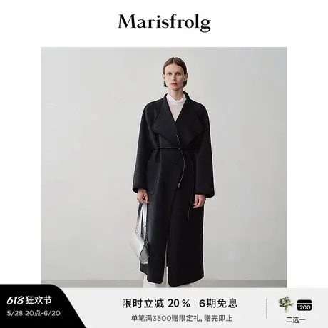【明星同款】Marisfrolg玛丝菲尔冬围裹羊毛保暖大衣外套图片