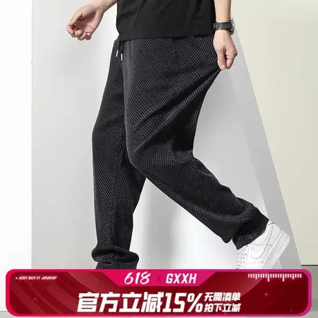 GxxH大码男装黑色休闲裤男士夏季潮牌2024新款直筒宽松百搭牛仔裤商品大图